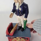 Vintage 11    Cast Iron Uncle Sam Mechanical Coin Bank Eagle Red White Blue Usa
