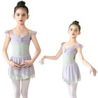 Kids Girls Dress Dance Outfit Figure Skating Dancewear Princess Ruffle Sleeve