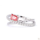0 832 Ct Tdw Lab Grown Fancy Vivid Pink Emerald Cut Diamond Ring    18k White Gold