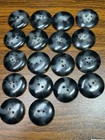 Buttons 18 Black Gray Marbled  2 Hole Round 1 8  Thick 1  Flat 1 Inch Diam Vtg