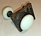 Vintage White Porcelain Door Knobs Lot W  Keyhole Plates Hardware Antique