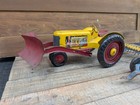 Large Vintage Marx Pressed Steel   Tin Litho Farm Tractor With Front Loader 16  