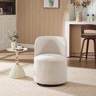 1x Swivel Barrel Dining Room Chair Linen Upholstered Kitchen Accent Chair Beige