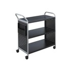 Safco Scoot Three Shelf Utility Cart Metal 300lb Capacity Black silver 5339bl