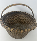 Antique Handmade Woven Gathering Basket 11  X 11  X 6 5  Tall