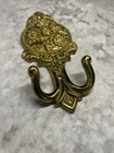 Vintage French Wall Brass Hooks Floral Rose Garment Towel Key Baroque