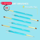 Finea Nail Art Brushes And Dotting Tools 6pcs Set For Gel Polish Gold Blue