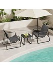 3-piece Outdoor Patio Furniture Set Sofa Chairs Glass Table Garden