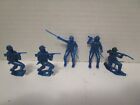 Mpc Blue Civil War Union Army Men Plastic 2    Tall Lot Of 5 Vintage