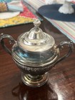 Wm  Rogers Ornate Silver Plate Covered Sugar Bowl W two Handles