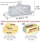 Crystal Covered Butter Dish 8inch Classic Glass 2-piece Design Butter Keeper    