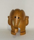 Vintage Mcm Wooden Elephant Toothpick Holder Danish Modern Style Carved Teak