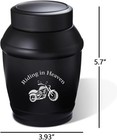 Medium Urn For Ashes Adult Male With Motorcycle  Medium  Blackmotor