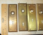 7 Antique vintage Brass Door Back Plates Skeleton Keyhole 7  