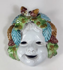 Vintage Italian Majolica Bacchus Mask Pottery 4 Seasons Autumn