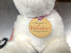 Hansa Creation Rare Handcrafted Valentine 16    White Black bunny Pink Eyes Clean