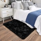 Small Area Rug  2x3 Rug For Bedroom Shaggy Throw Rugs For Dorm 2 X 3 Feet Black