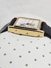 Vintage Disney Mickey Mouse Tank Watch Unisex Gold Tone Leather Band New Battery