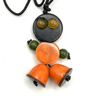 Vintage Bakelite Catalin Tykie Toy Baby Crib Toy Teething String Figure Necklace