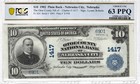 1902  10 Pcgs 63 Ppq Nebraska City Nebraska Plain Back Paper Currency Banknote
