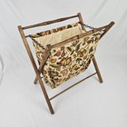 Vintage Mcm Knitting Sewing Craft Yarn Caddy Basket Bag Folding Tiger Maple