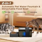 Automatic Cat Water Fountain With Food Bowl     2 2l 74oz 2-in-1 Pet Fountain     