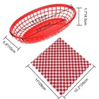 Feoowv Retro Style Fast Food Basket  12pk  And Checkered Deli Liner  100 Red