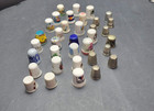 Lot Of 35 Vintage Thimbles Assorted Metal Ceramic Souvenir Collector Variety