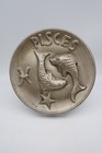 Vintage 70s Zodiac Sign Pisces Wall Plaque 3d Chalk Ware Art Decor 10 5    Dia