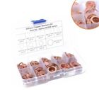 200pcs Solid Copper Crush Washer Gasket Set Flat O-ring Seal Assortment Kits Us