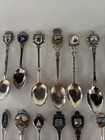 Vtg Souvenir Spoon Lot Of 37-germany Us Europe Enamel Sterling Silver Era