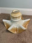 Vtg 70s Hankerchief Milk Blown Glass Lamp Light Shade Orange 13  Rare Mcm