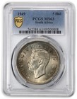 1949 Pcgs Ms63 - South Africa Silver 5 Shilling Coin  63140a
