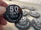 Lot Of  9  50 Isn   t Old If You   re A Tree Buttons Pins Gag Gifts Birthday Vintage