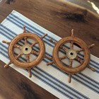 Vintage 17  Wooden Steering Wheel Beach Decor Sailor Nautical Boat Two 