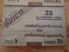Vintage Brown Box Of 25 Rico Eb E-flat Clarinet Reeds Size 3 1 2  3 5  