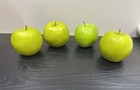 Lot Of 4 Artificial Green Apples Faux Fruit Home Decor Realistic Farmhouse