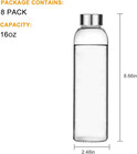 Glass Water Bottles 16oz Glass Drinking Bottle With Leakproof Stainless Steel Ca