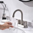 Brushed Nickel Bathroom Sink Faucet 3hole 4in Centerset Vanity Mixer Tap W drain