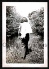 Woman Back To Camera Coat Shoulder Walking Woods Trail Old vintage Photo- Aa21