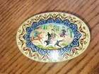 Vintage Persian Khatam Marquetry Wood Inlay Trinket Box Equestrian Scene