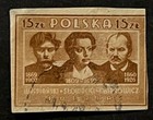 Travelstamps  1947 Poland Imperf Stamp Scott  411 - 15 Zloty - Used Handstamped