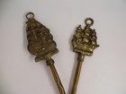 Vintage Brass Fireplace Forks Set Ship Motif Nautical Decor 18 Inch Pair Ornate