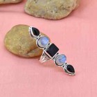 Black Onyx  Moonstone Gemstone 925 Sterling Silver Handmade Ring All Size G-5