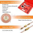 Brake Line Pipe Repair 20 Nuts Fittings Kit 3 16 25ft Copper Pipe Flaring Tools