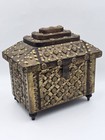 Rare Antique Moroccan Moorish Brass Studded Jewelry Chest Box Islamic Decor