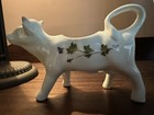 Cordon Bleu Bia Porcelain Cow Cream Pitcher White W floral Pattern Vintage 464
