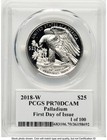 2018-w Palladium Eagle 1 Oz Fdi John Pcgs Pr70 Mercanti