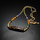 Himalayan Tibetan Old Agate 9 Eyes Dzi Bead Amulet Necklace Pendant 57  13mm