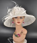 White  Church Kentucky Derby Party Wedding Tea Wide Brim Sinamay Hat